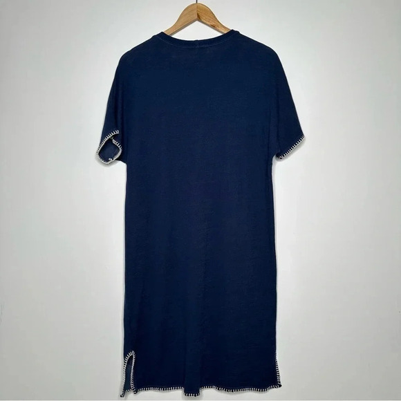 Monrow Revolve Navy Super Soft Blanket Stitch Casual Shirt Dress Size Small - Picture 9 of 12